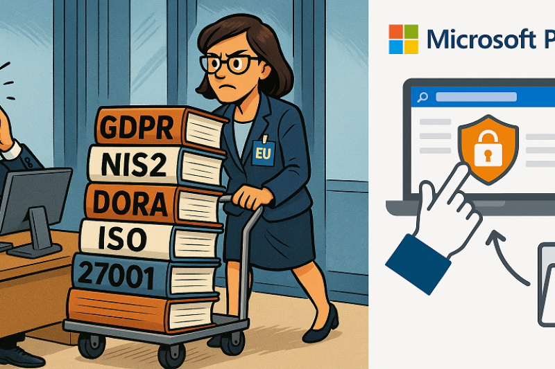 Microsoft Purview data protection and compliance — GDPR, NIS2, DORA, AI Act illustration
